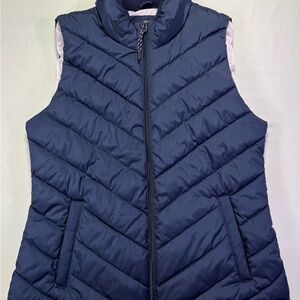 GAP Dark Blue Quilted Vest with Light Pink Lining - M - Like New